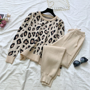 Cheetah Print Sweater Pant Set