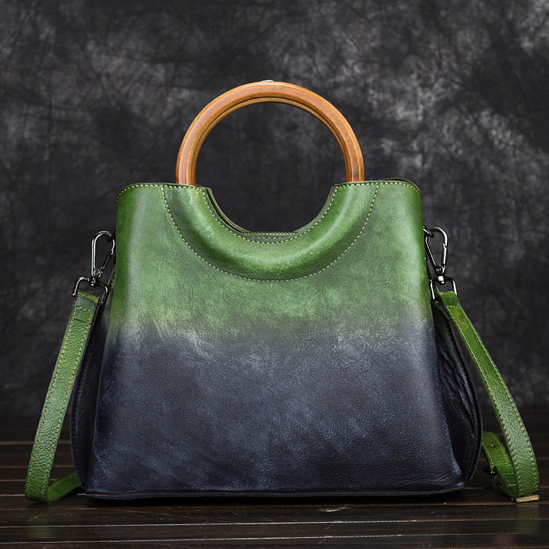 Suede Leather Hand Painted Handbag