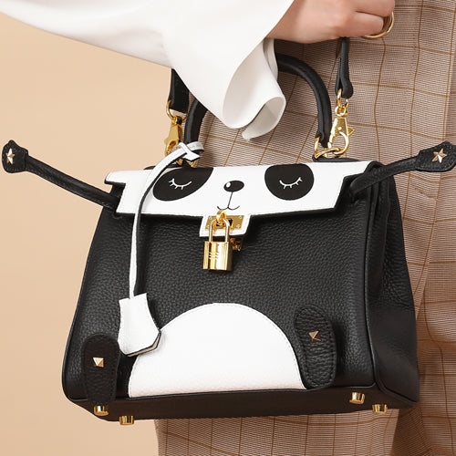 Imperial Panda Leather Handbag