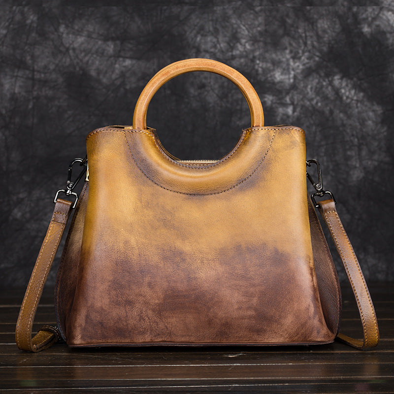 Suede Leather Hand Painted Handbag