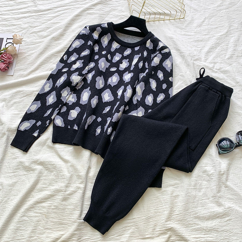 Cheetah Print Sweater Pant Set