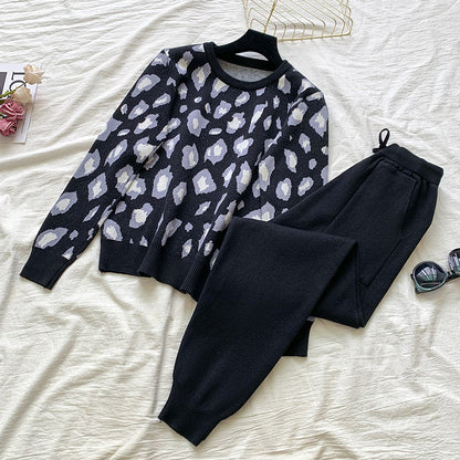 Cheetah Print Sweater Pant Set