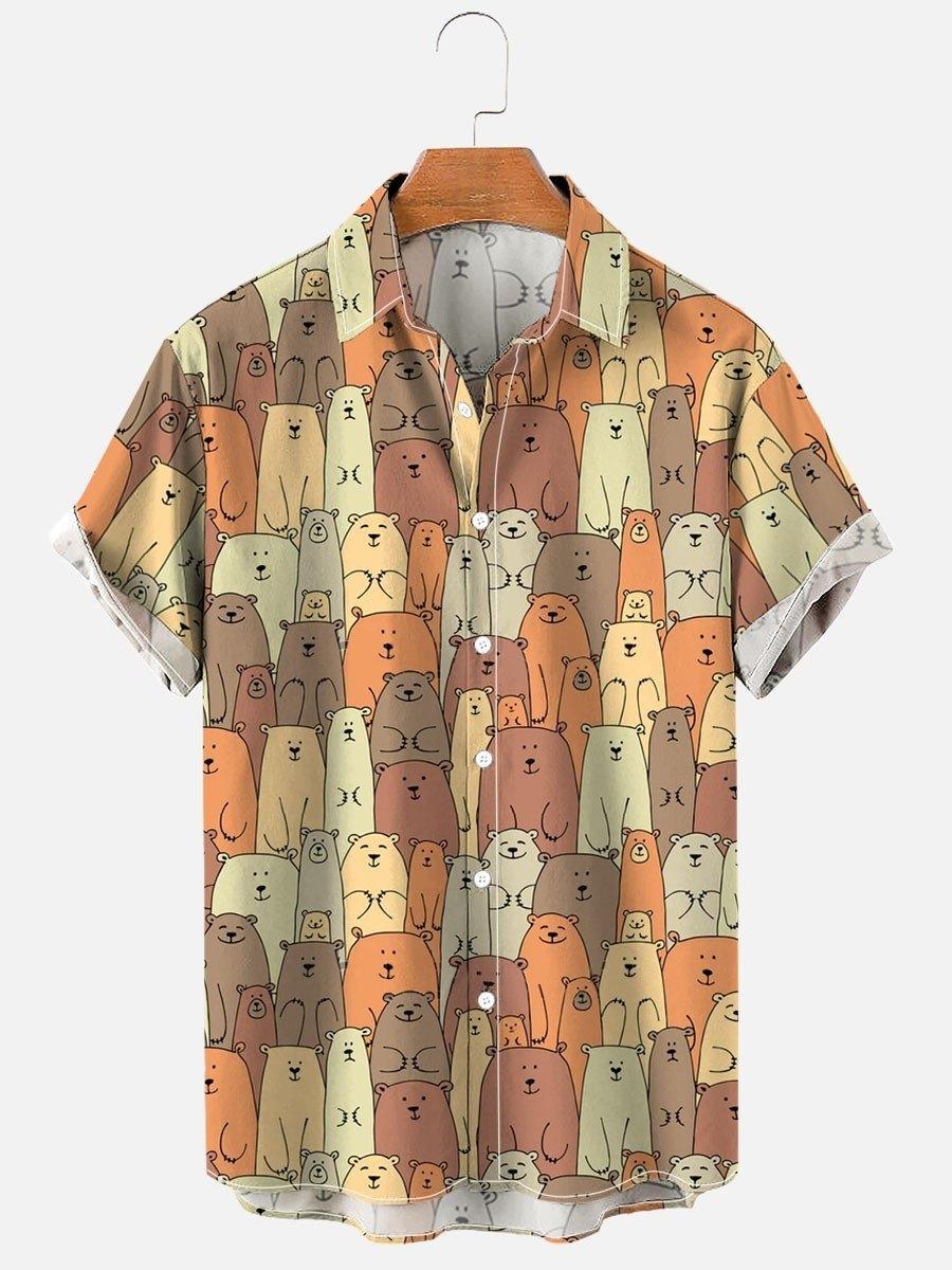 Bear Print Hawaiian Men's Shirt